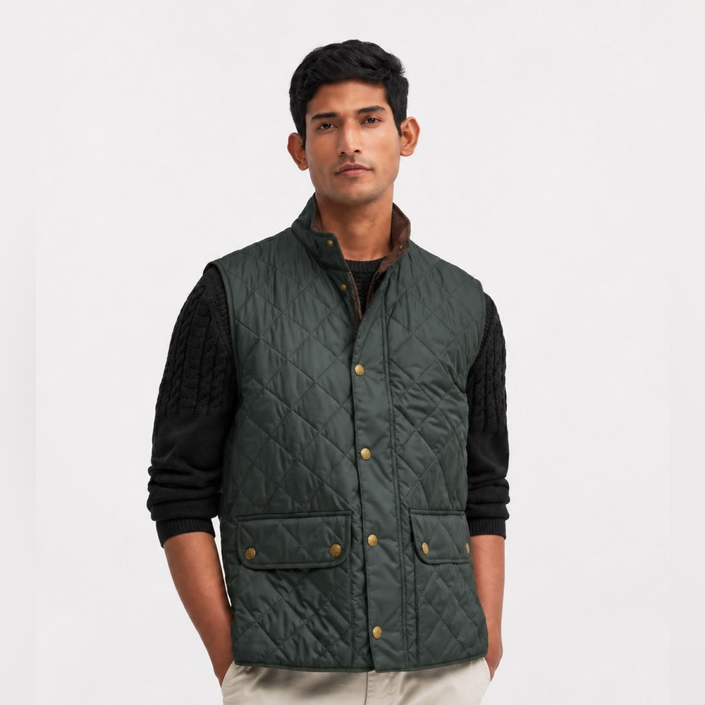 Barbour Quilted Gilet Vest Green Mens Large